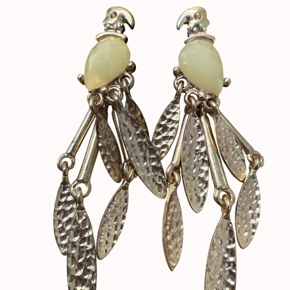 Gold Parrot‎ Dangle Earrings With Yellow Stone Accents By Pier 1 Imports